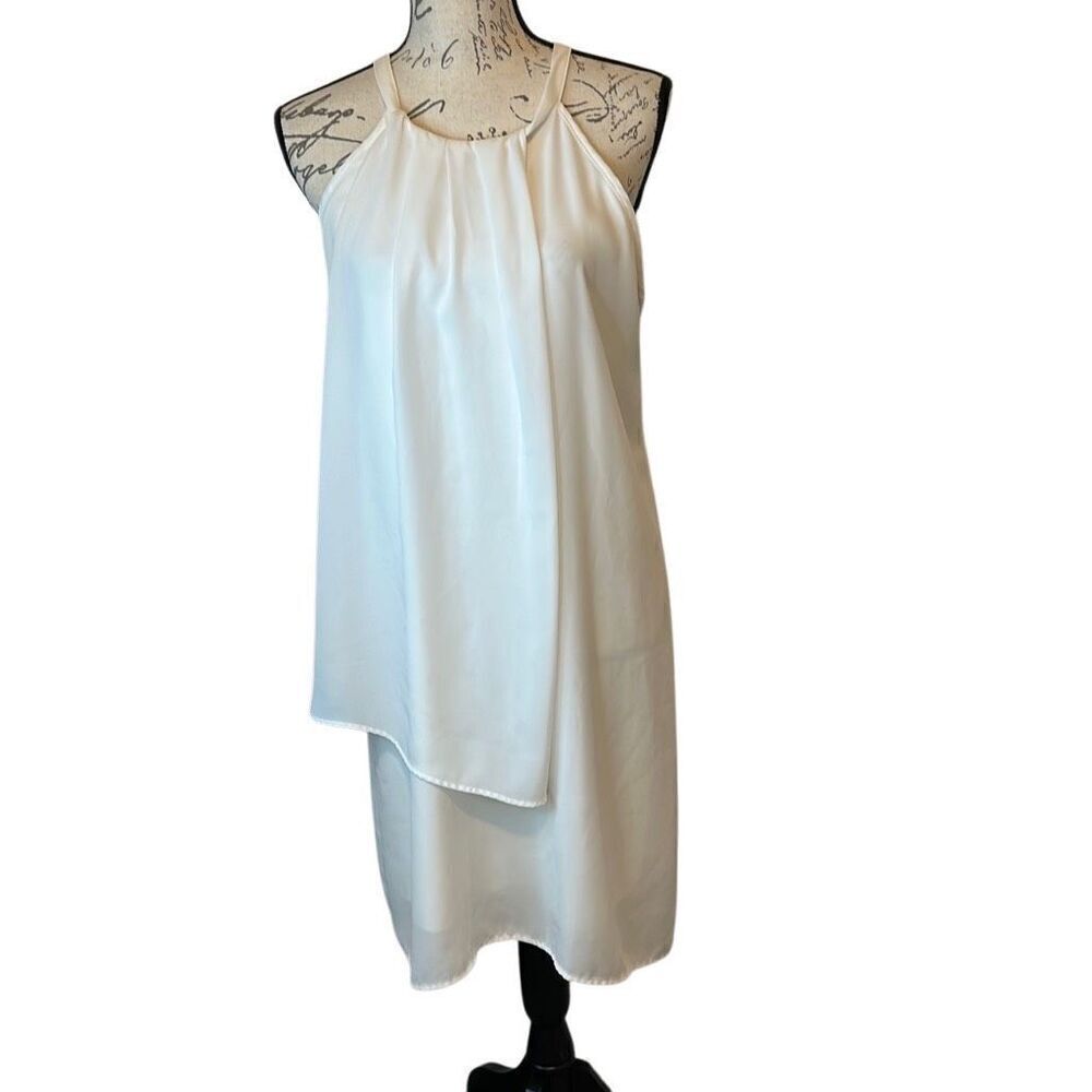 Stella Luce White Draped Greek Style Flowy Sleeveless Dress M